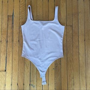 Express Square Neck Thong Bodysuit in Blush Pink